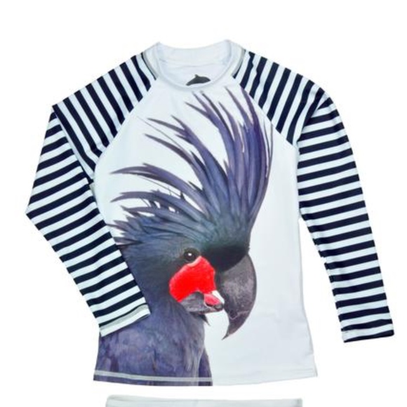 NWT WILDLIFE SWIMWEAR Cockatoo Print Rash Guard Set